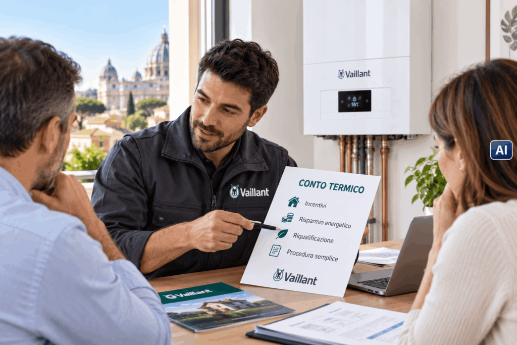 Consulente Vaillant spiega il Conto Termico e gli incentivi per la sostituzione della caldaia a Roma