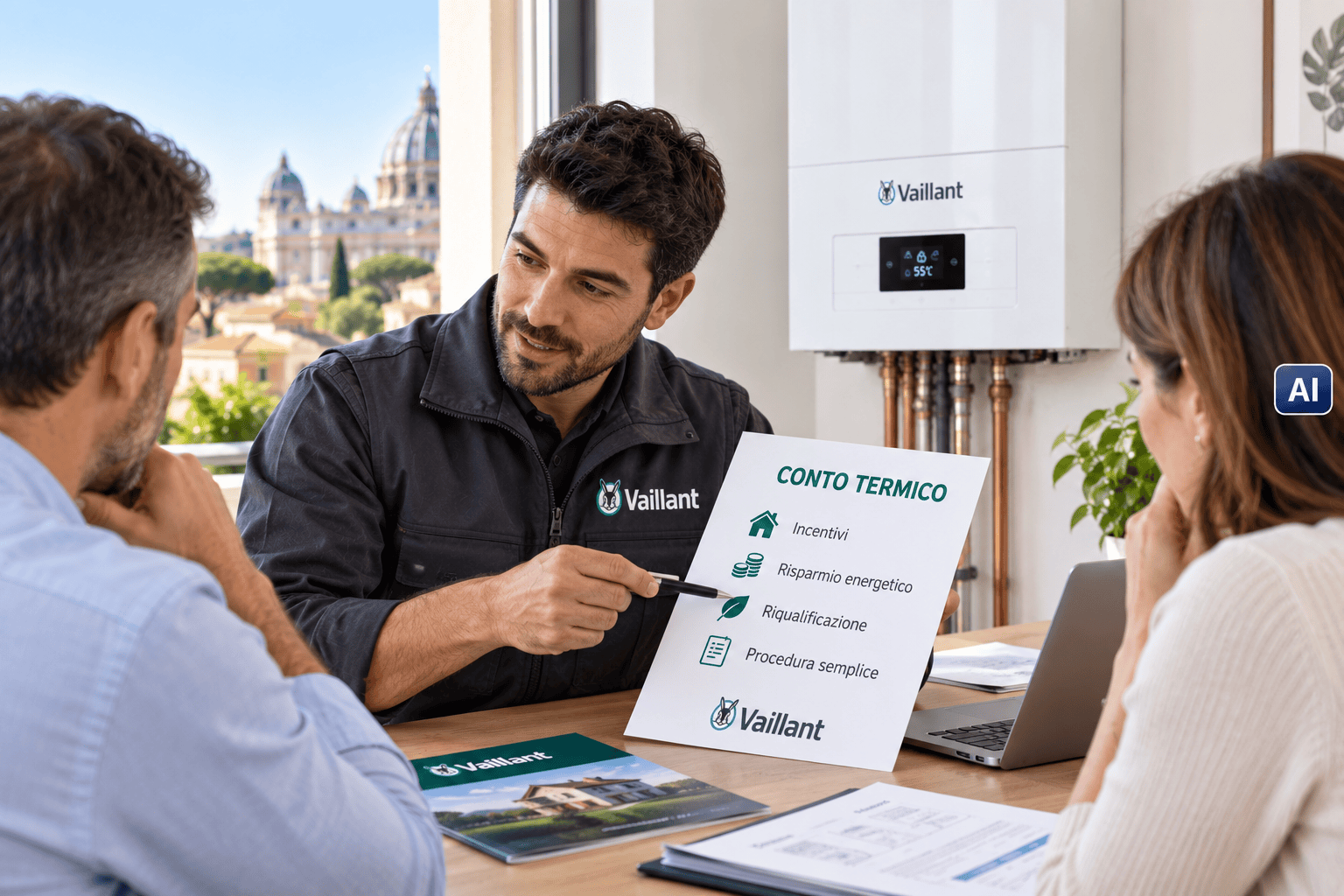 Consulente Vaillant spiega il Conto Termico e gli incentivi per la sostituzione della caldaia a Roma
